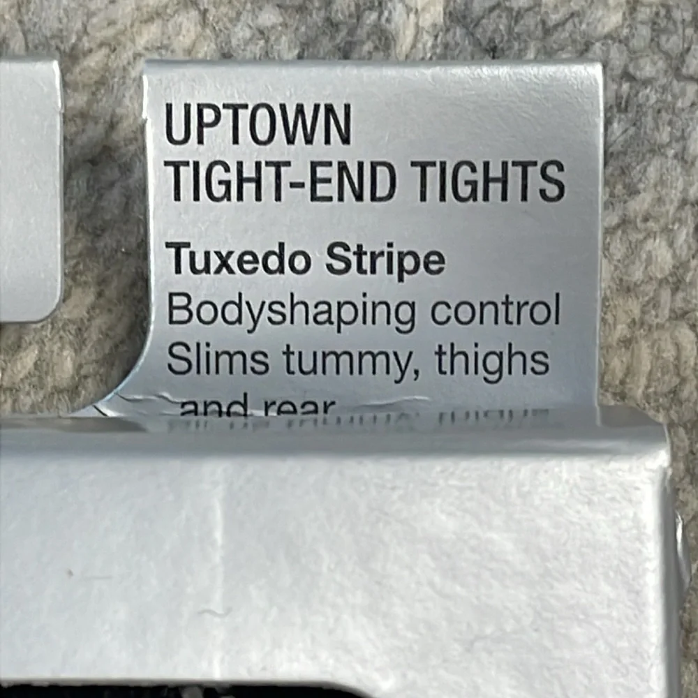 Spanx Uptown Tight End Tights Tuxedo Stripe Black 968 Slimming Sz B